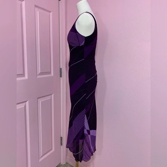 VTG Arden B Asymmetrical Purple Dress with Abstract Print - XS - Picture 6 of 10